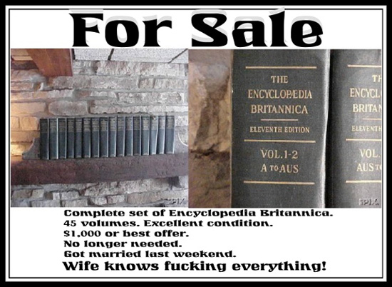 Britannica Encyclopedia for Sale! Wife knows everything...